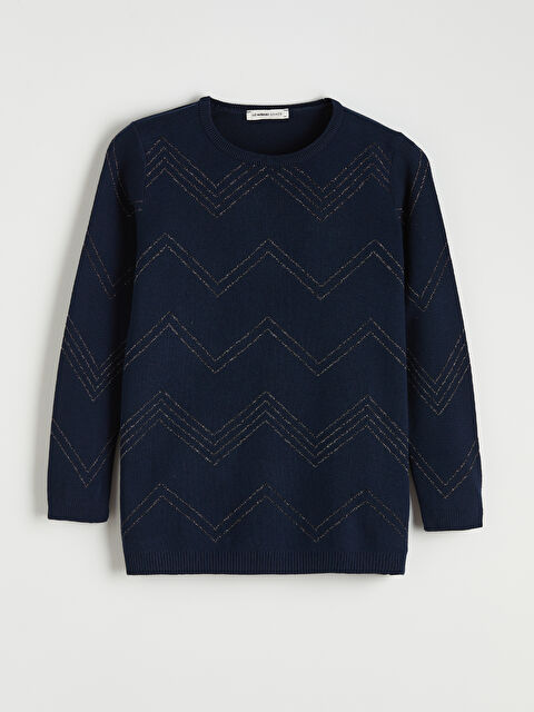 LCW Grace Bisiklet Yaka Desenli Kadın Triko Kazak - S6LS94Z8-E1J