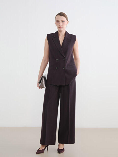 LCW STUDIO Loose Fit Çizgili Kadın Pileli Kumaş Pantolon