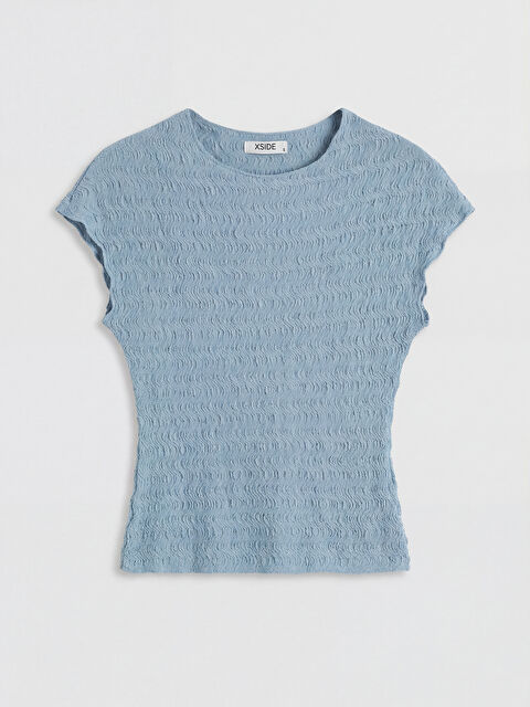 XSIDE Bisiklet Yaka Dokulu Gofre Bluz - S6LT54Z8-1UE