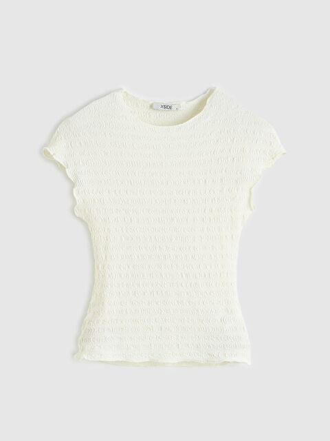 XSIDE Bisiklet Yaka Gofre Bluz - S6LT54Z8-YSB