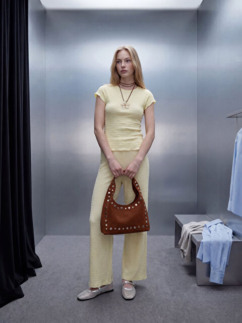 XSIDE Beli Lastikli Dokulu Kadın Pantolon - S6LT55Z8-ETY