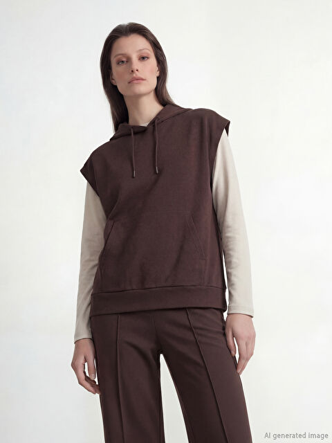 LCW Modest Kanguru Cepli Soft Touch Oversize Kadın Hoodie - S6LT59Z8-HMK