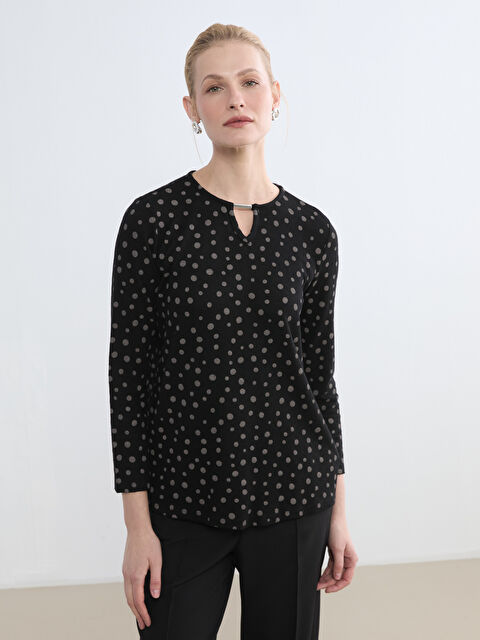 LCW Grace Bisiklet Yaka Puantiyeli Bluz - S6LT72Z8-SW5