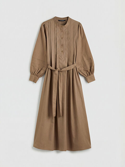 LCW EVERYDAY Hakim Yaka Kuşaklı Poplin Elbise - S6LU51Z8-GLE