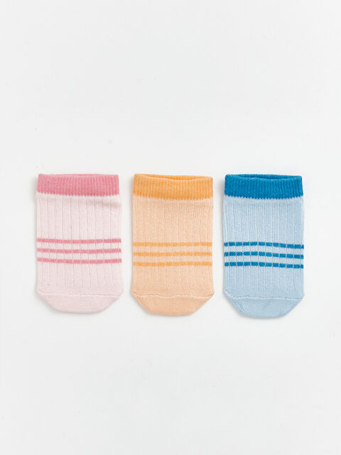 LC WAIKIKI Çizgili Kız Bebek Patik Çorap 3'lü - S6LU60Z1-FDK