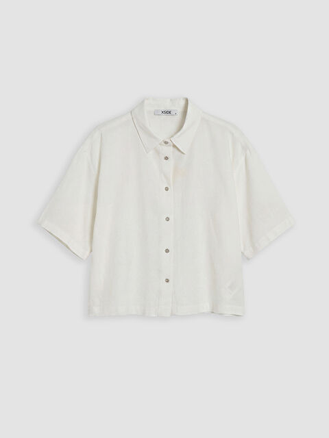 XSIDE Linen Blend Crop Women's Shirt