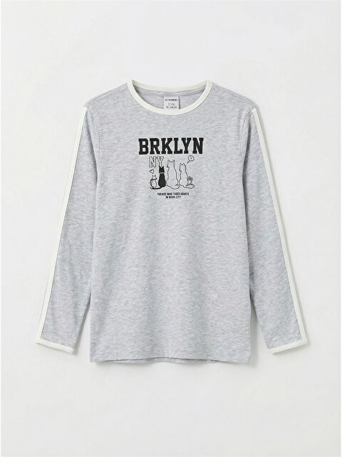 LCW Kids Baskılı Uzun Kollu Kız Çocuk Tişört - S6LU95Z4-D5C