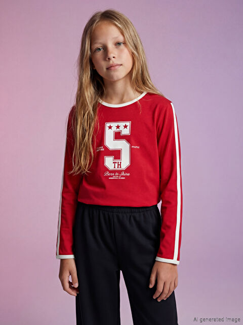 LCW Kids Baskılı Uzun Kollu Kız Çocuk Tişört - S6LU95Z4-HJY
