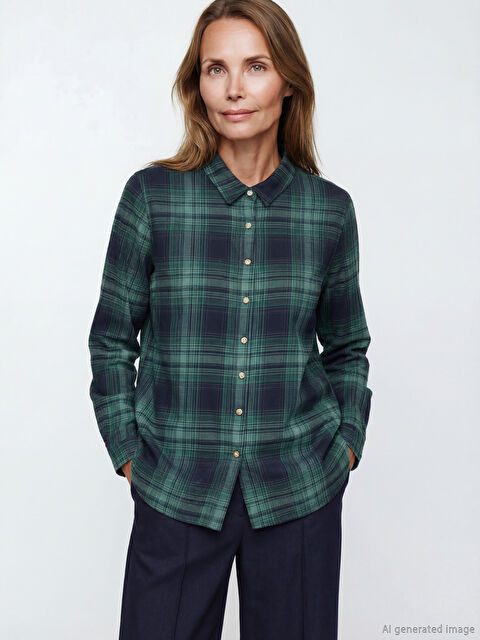 LCW Grace Büyük Beden Ekose Kadın Gömlek - S6LU98Z8-LME