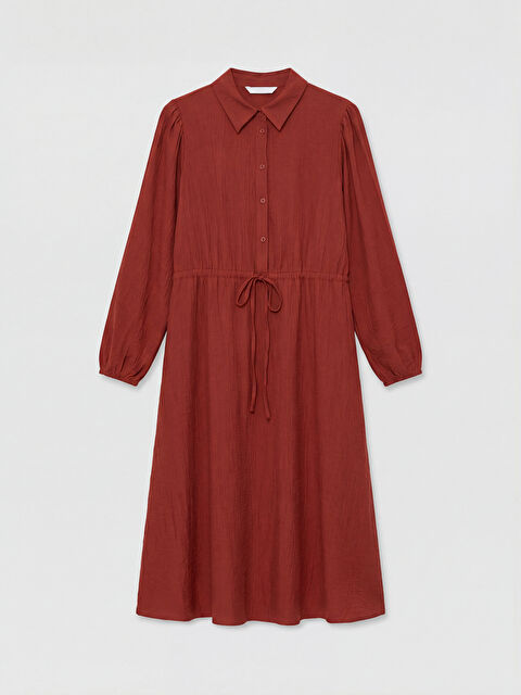 LCWAIKIKI Classic Gömlek Yaka Büzgülü Elbise - S6LV01Z8-ZXU