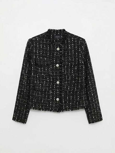 LCWAIKIKI Classic Bisiklet Yaka Ekose Kadın Tüvit Ceket - S6LV02Z8-LKX