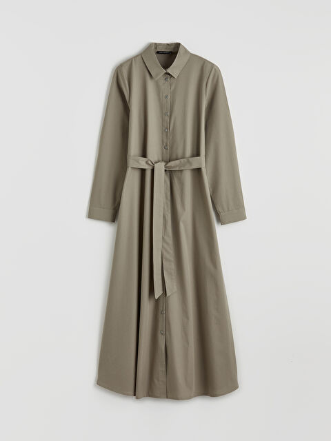 LCWAIKIKI Classic Beli Kuşaklı Poplin Gömlek Elbise - S6LV33Z8-VA9