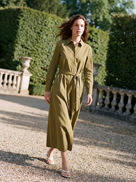 LCW EVERYDAY Beli Kuşaklı Poplin Gömlek Elbise - S6LV33Z8-GBK