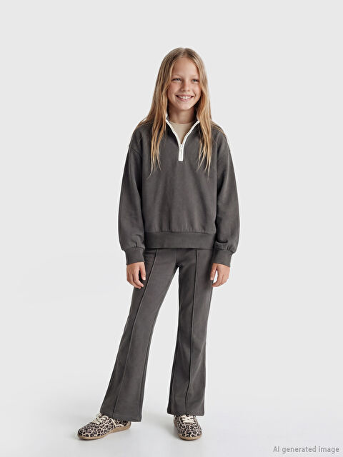 LCW Kids Dik Yaka Kız Çocuk Sweatshirt ve Tayt - S6LV43Z4-HEF