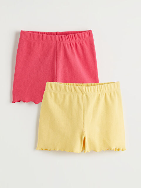 LCW ECO Beli Lastikli Fırfırlı Kız Çocuk Şort 2'li - S6LV91Z1-CSD