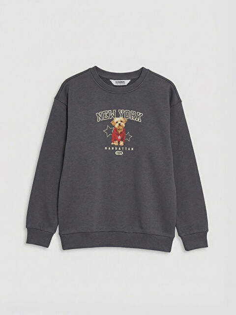 LCW Kids New York Baskılı Kız Çocuk Kalın Sweatshirt - S6LV92Z4-HEF