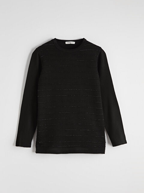 LCW Grace Bisiklet Yaka Çizgili Kadın Triko Kazak - S6LV95Z8-CVL