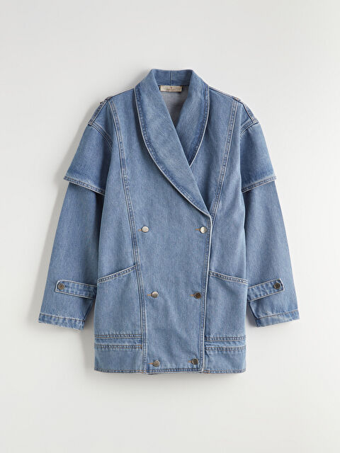 Natuvera Kruvaze Yaka Kadın Jean Ceket - S6LY01Z8-311