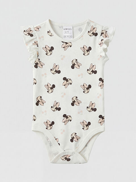LCW baby Minnie Mouse Baskılı Kız Bebek Çıtçıtlı Body