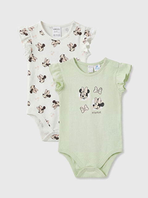LCW baby Minnie Mouse Baskılı Kız Bebek Çıtçıtlı Body 2'li - S6LY04Z1-FWG