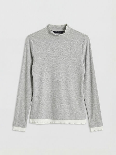 LCW Modest Dik Yaka Fırfırlı Kadın Body - S6LY06Z8-CT3