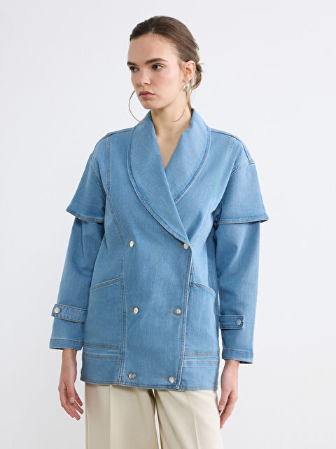 Natuvera Kruvaze Yaka Kadın Jean Ceket - S6LY08Z8-311