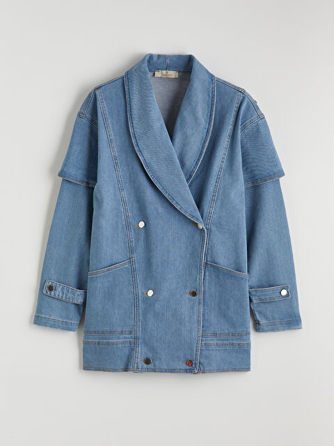 Natuvera Kruvaze Yaka Kadın Jean Ceket - S6LY08Z8-311