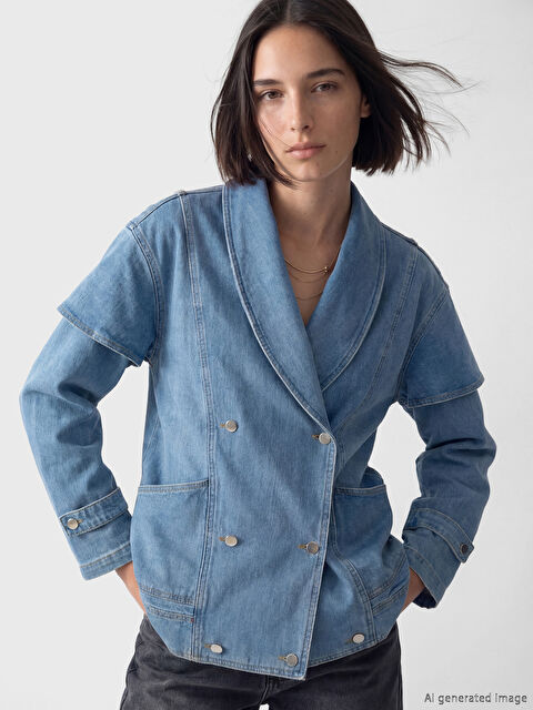 Natuvera Kruvaze Yaka Kadın Jean Ceket - S6LY08Z8-311