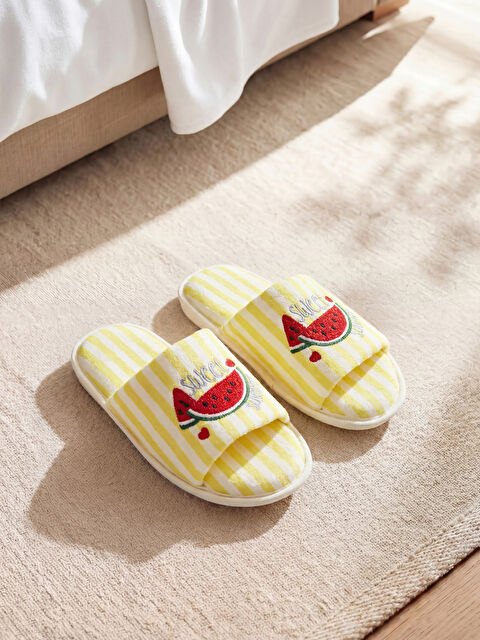 LCW HOME Karpuz Nakışlı Kadın Ev Terliği