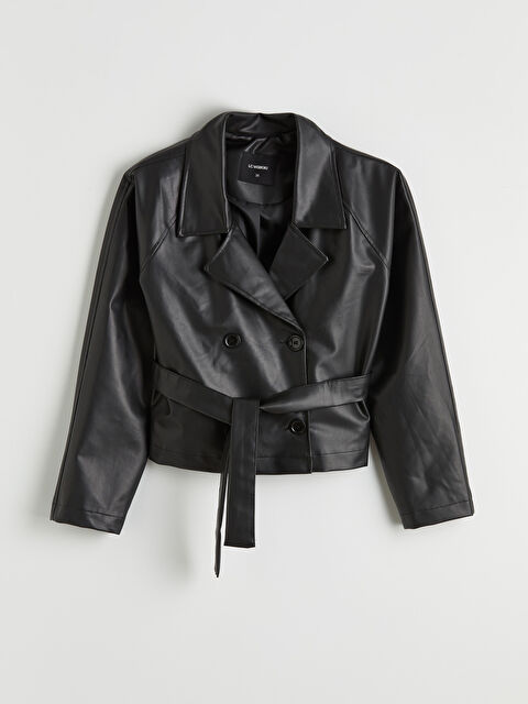 LCW ECO Gömlek Yaka Kadın Deri Görünümlü Ceket	 - S6LY97Z8-CVL