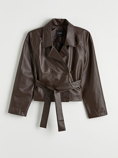 LCW ECO Gömlek Yaka Kadın Deri Görünümlü Ceket	 - S6LY97Z8-HDD