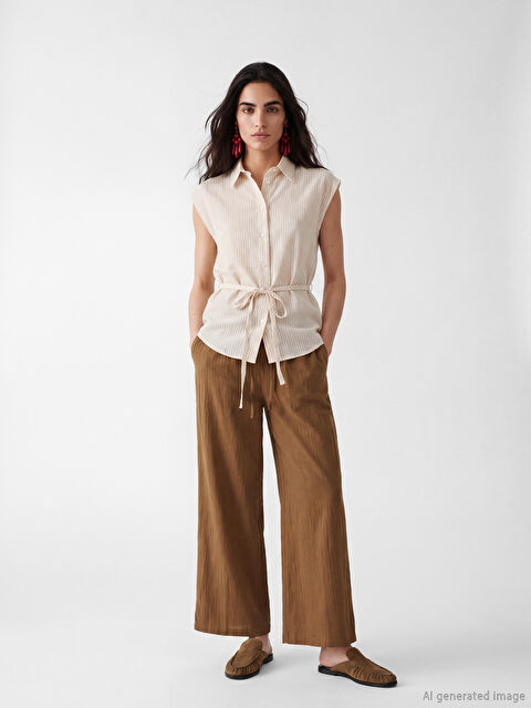 LCW Vision Elastic Waist and Drawstring Loose Fit Women's Trousers
