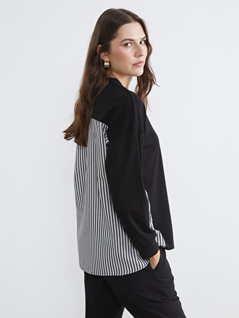 LCW Comfort Çizgili Soft Touch Oversize Kadın Sweatshirt - S6M097Z8-CVL