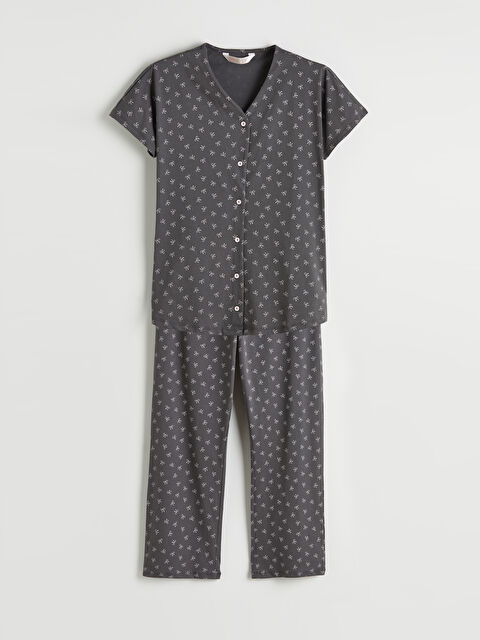 LCW DREAM V Yaka Fiyonk Baskılı Hamile Pijama Takımı - S6M135Z8-LRX