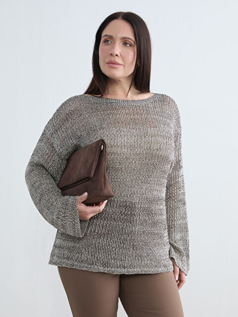 Soulife Bisiklet Yaka Ajurlu Kadın Triko Kazak	