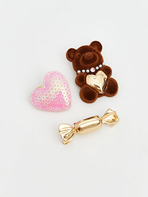 LCW ACCESSORIES Ayı, Kalp ve Şeker Figürlü Broş Seti 3'lü - S6M163Z8-M0T