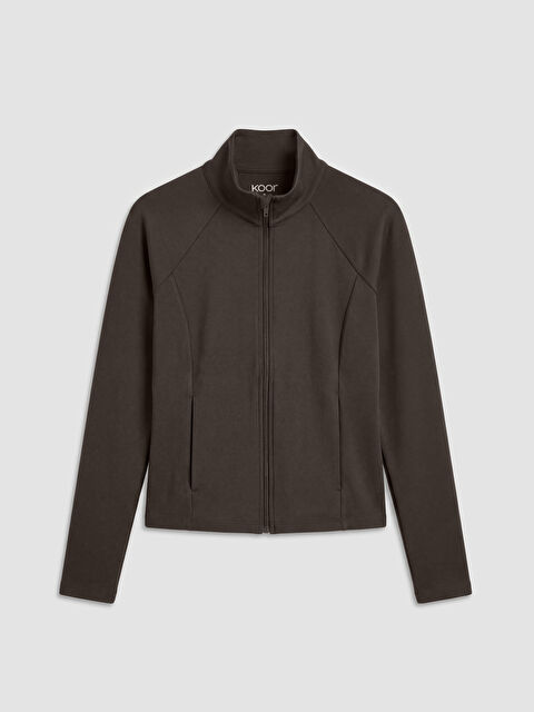 KOOR SPORT Dik Yaka Parmak Geçmeli Kadın Fermuarlı Sweatshirt - S6M174Z8-HNM