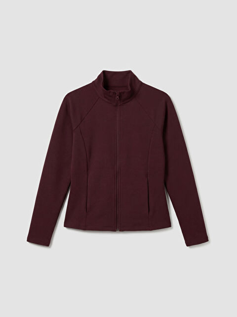 KOOR SPORT Dik Yaka Parmak Geçmeli Kadın Fermuarlı Sweatshirt