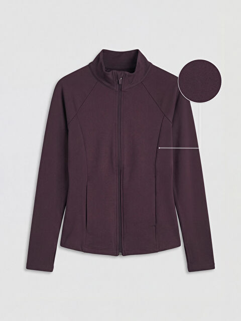 KOOR SPORT Dik Yaka Parmak Geçmeli Kadın Fermuarlı Sweatshirt