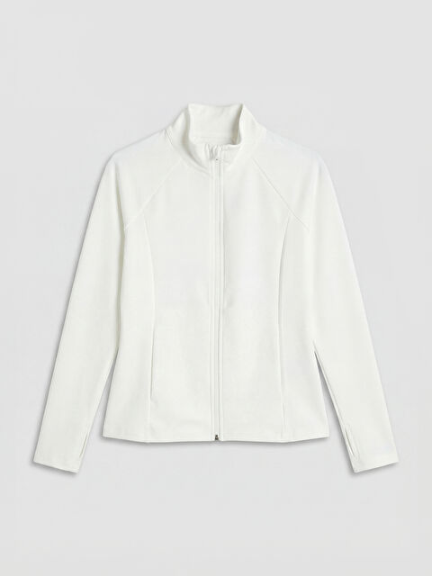 KOOR SPORT Dik Yaka Parmak Geçmeli Kadın Fermuarlı Sweatshirt