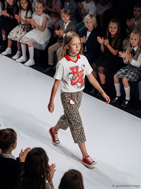 LCW Kids Polo Yaka Hello Kitty Lisanslı Kız Çocuk Tişört