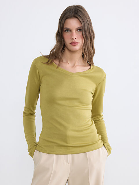 LCW EVERYDAY V Yaka Kadın Body - S6M177Z8-GBK