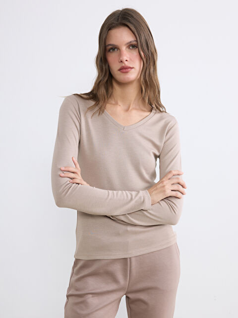 LCW EVERYDAY V Yaka Kadın Body - S6M177Z8-QYZ