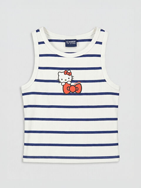 LCW Kids дөңгелек жағалы hello kitty принтті қыздарға арналған майка