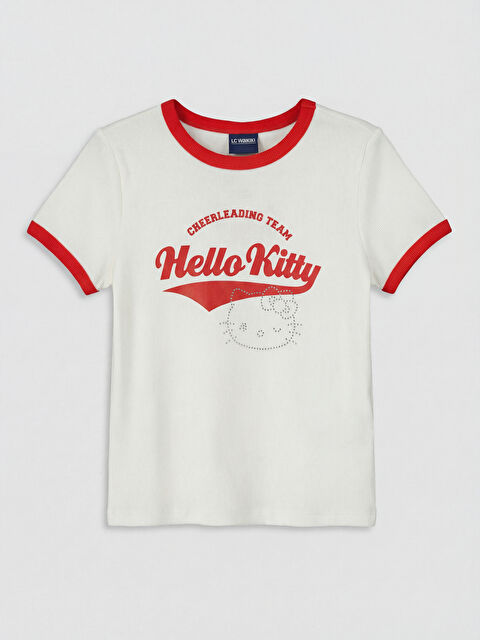 LCW Kids Hello Kitty Baskılı Kız Çocuk Fitilli Tişört