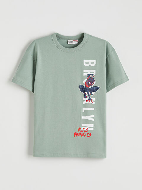 LCW Kids Spider-Man Baskılı Bisiklet Yaka Erkek Çocuk Tişört - S6M185Z4-GJM