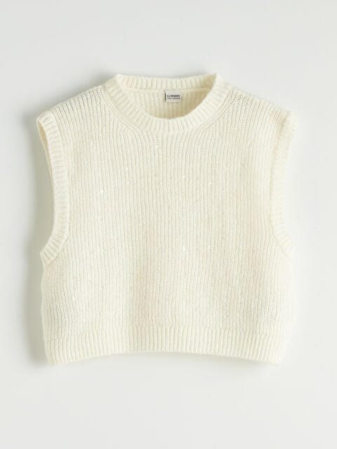 LCW Kids Pul İşlemeli Triko Kız Çocuk Süveter - S6M208Z4-R9J