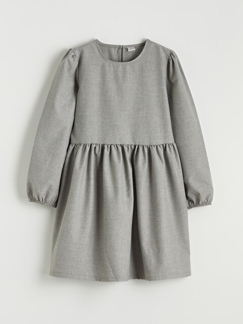 LCW Kids Uzun Kollu Belden Büzgülü Kız Çocuk Elbise - S6M213Z4-18Y