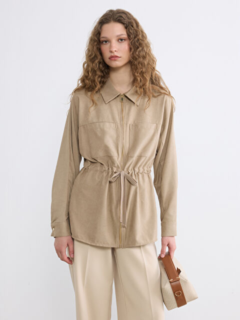 LCW Modest Gömlek Yaka Kadın Ceket - S6M214Z8-ENE