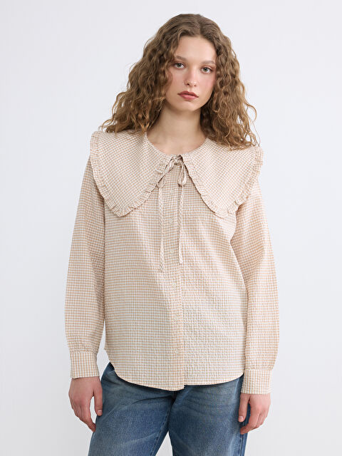 LCW Modest Bebe Yaka Ekose Fırfırlı Bluz	 - S6M217Z8-LKQ